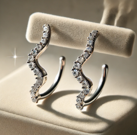 Cercei ear cuff decorati cu cristale zirconia din argint