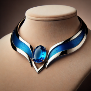 Chocker albastru, placat cu rodiu